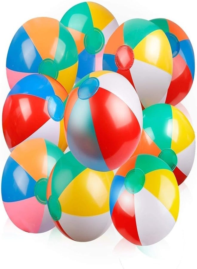 DORPUT Inflatable Beach Ball Rainbow Color | Classic Pool & Water Play Toy for Kids | Birthday & Summer Party Game (8-12 Inches) - Pack of 10 - Image 1